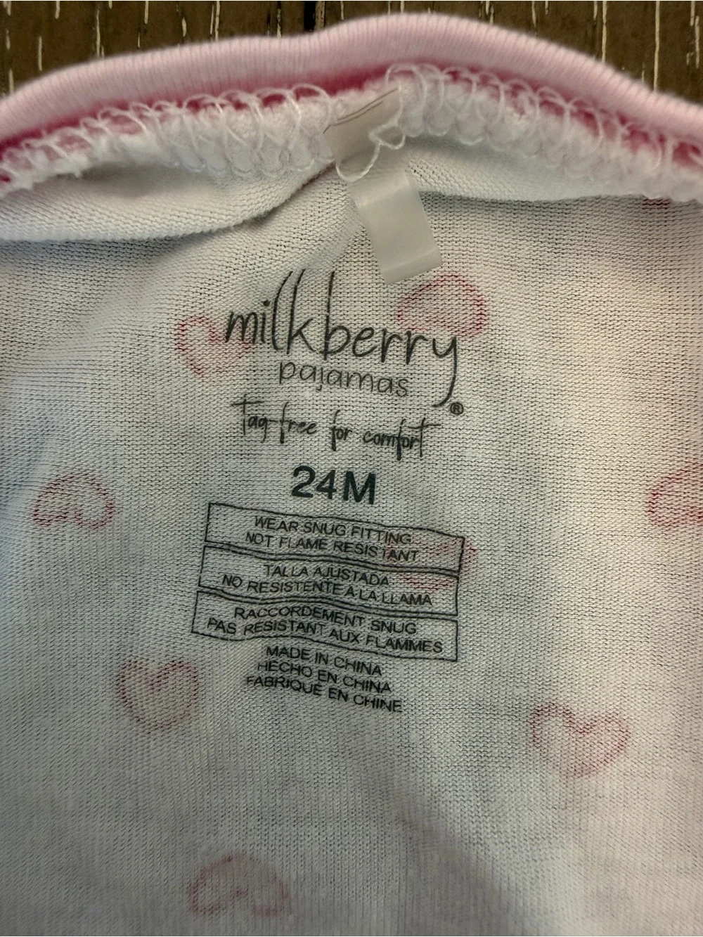 Milkberry Baby Girl VDay Heart Print Footed Pajamas/Long-Sleeve Onesie Size 24M